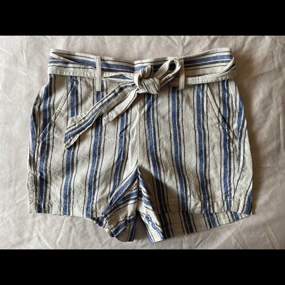 J.Crew Striped Linen-cotton tie-front short Size 0
